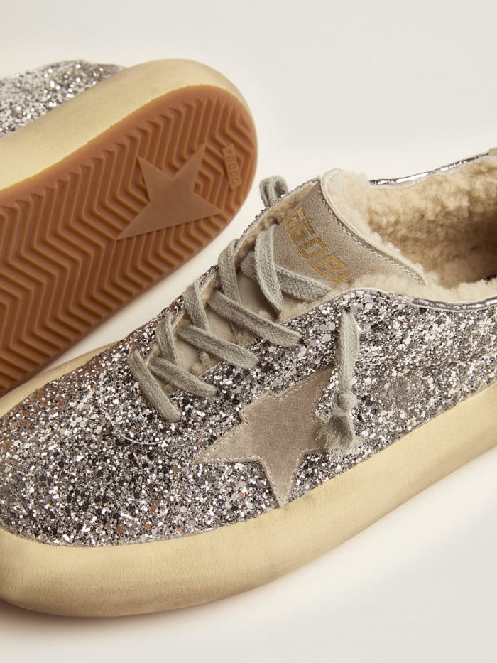 Space-Star shoes in silver glitter with shearling lining