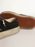 Space-Star shoes in black nylon with black leather star and heel tab