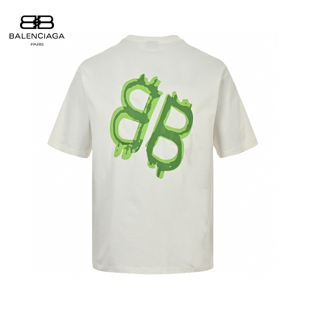 24ss Neon Green Hand Drawing Double B Logo T-Shirt