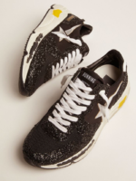 Running Sole sneakers in black nylon and glitter with silver laminated leather star