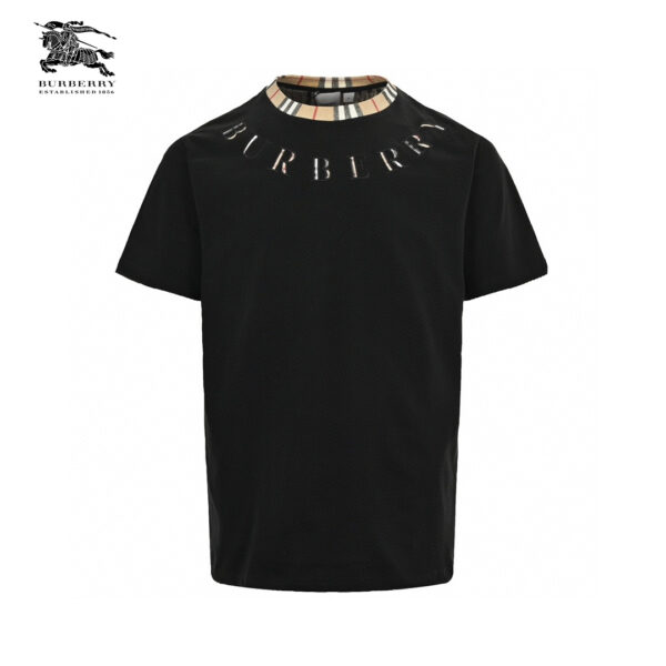 24ss Plaid Neckline Embroidery Logo T-Shirt