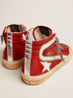 Sneaker Slide Penstar in suede rosso e dettagli bianchi