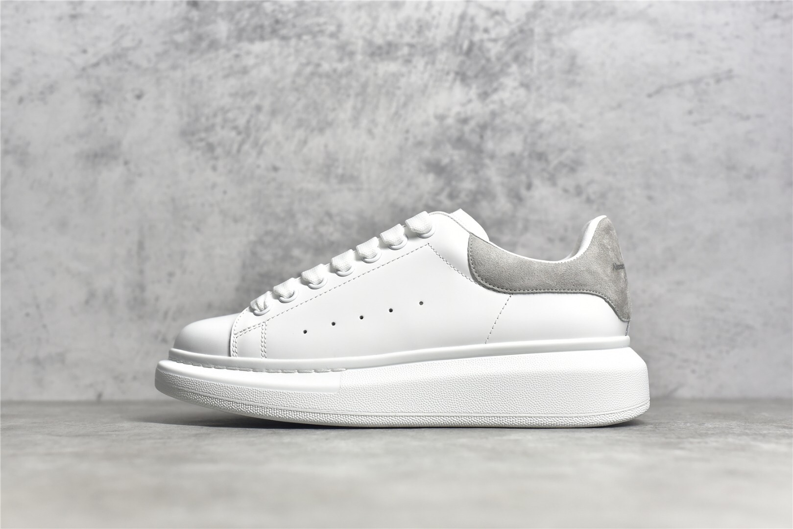 Alexander McQueen Oversized Sole Sneaker Gray Suede Heel