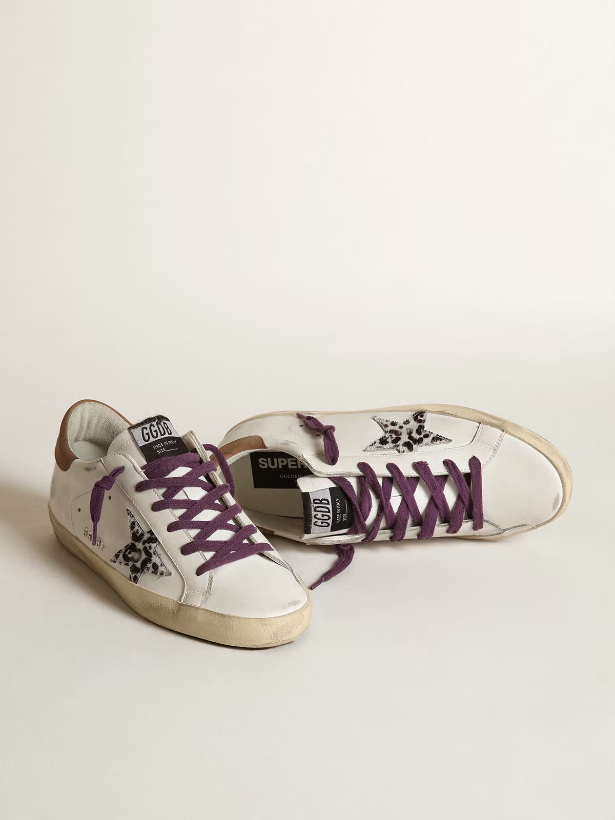 Super-Star with leopard pony skin star and brown nubuck heel tab