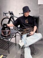 24ss Hand Drawing Gradual Change Color Double F Logo T-Shirt