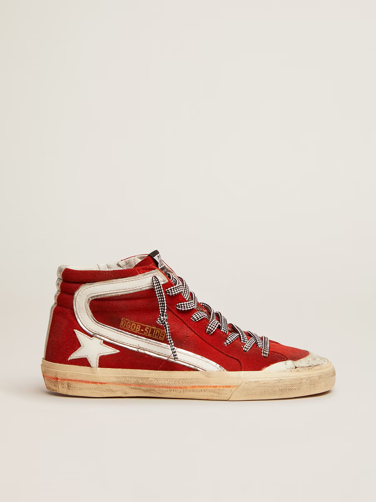 Sneaker Slide Penstar in suede rosso e dettagli bianchi