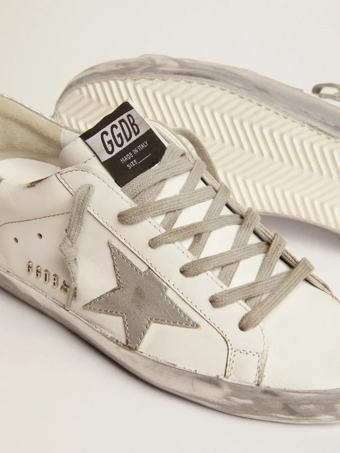 Super-Star sneakers with silver sparkle foxing and metal stud lettering