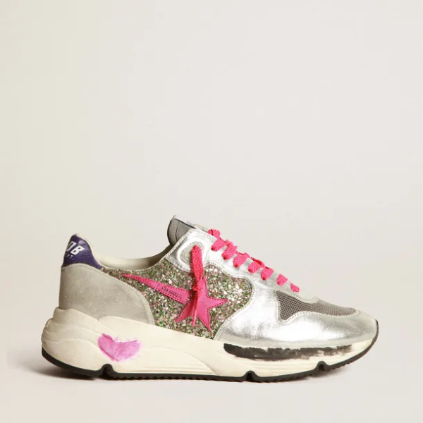 Running Sole sneakers in metallic leather and glitter