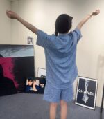 24ss Haze Blue Full Double G Logo Jacquard Weave Short