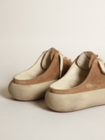 Space-Star Sabots in tobacco-colored suede with perforated star