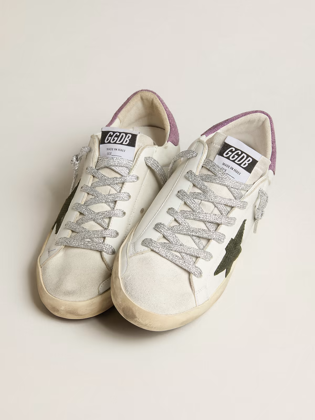 Super-Star with green snake-print suede star and purple heel tab