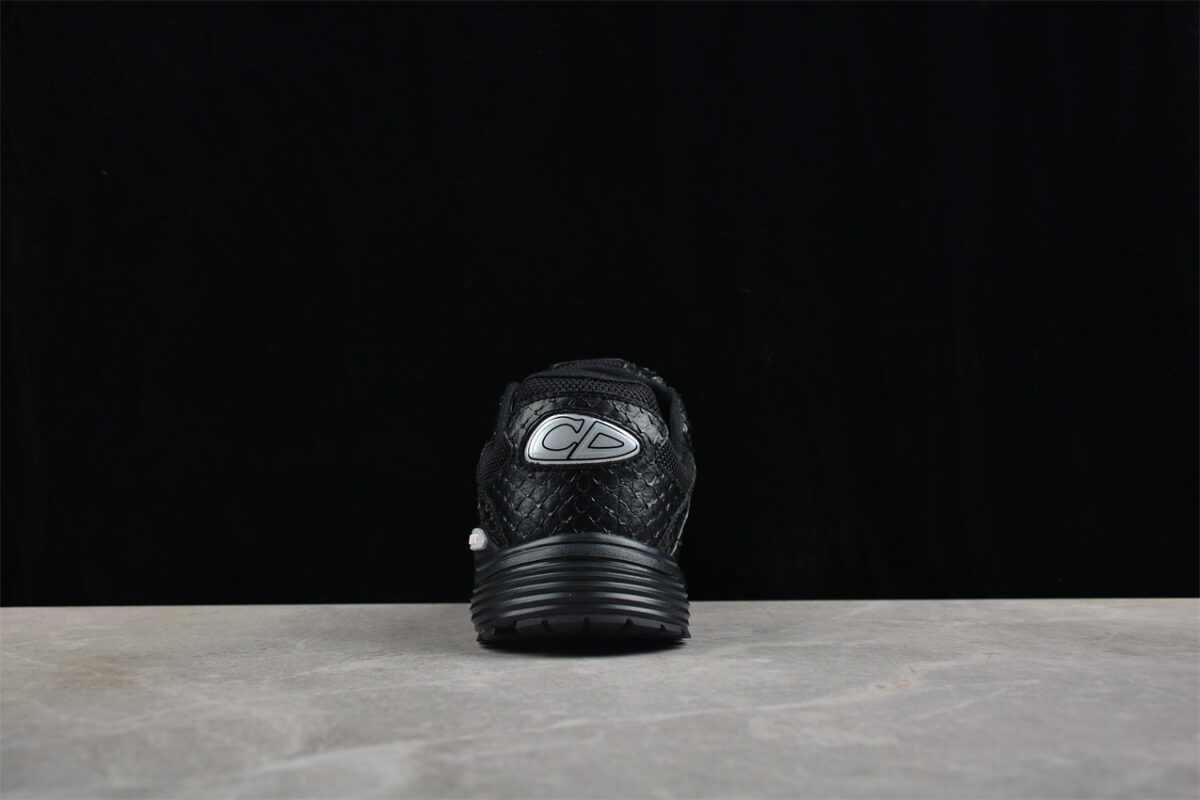 Dior B30 Sneaker – Black Mesh with Embossed Croc-Effect Leather Overlays