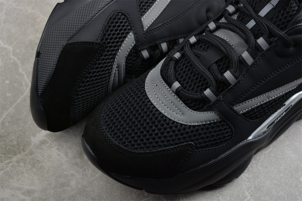 Dior Airmesh Sneaker – Black Mesh with Grey Reflective Detailing