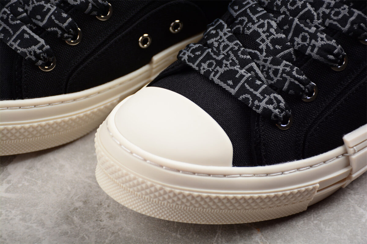 Dior B23 Low-Top Sneaker – Black Canvas with Embroidered Details