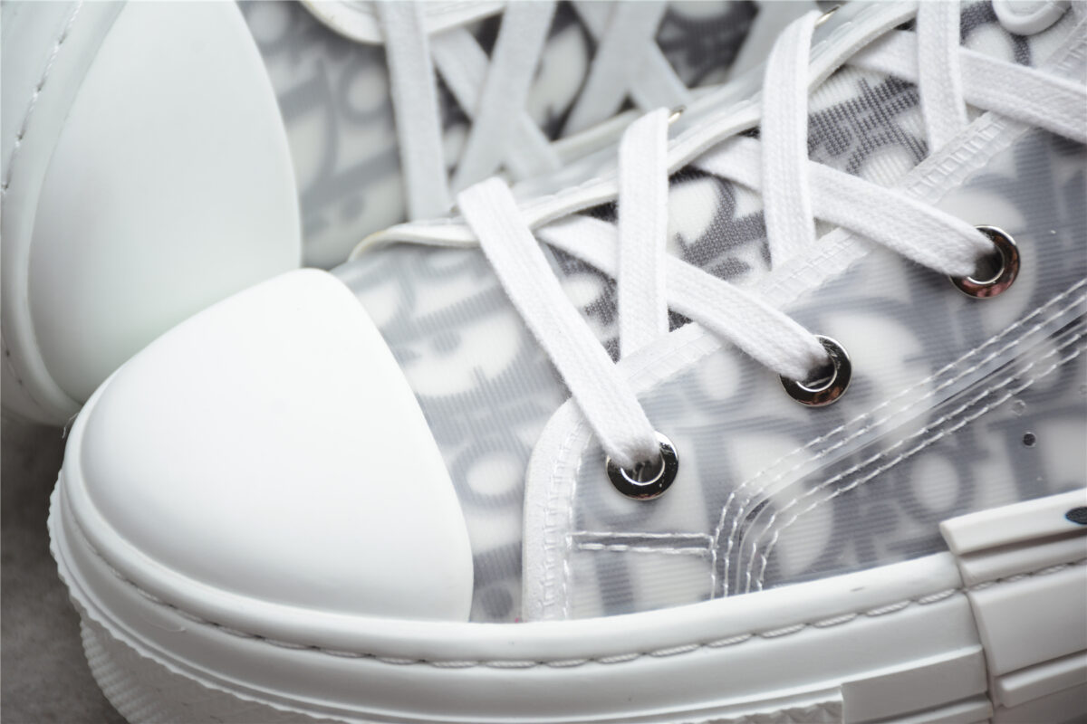 Dior B23 High-Top Sneaker – White Oblique with Skull Patch