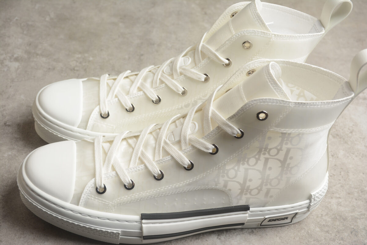 Dior B23 Oblique High-Top Sneaker – White/Transparent