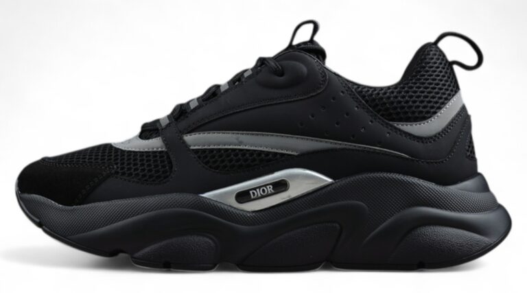 Dior Airmesh Sneaker – Black Mesh with Grey Reflective Detailing