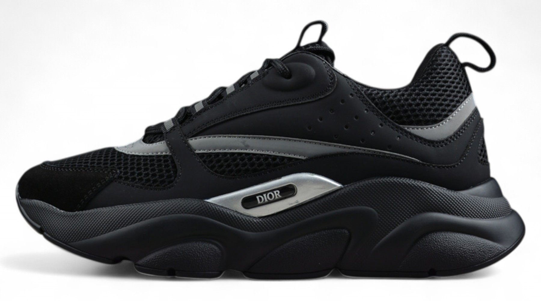 Dior Airmesh Sneaker – Black Mesh with Grey Reflective Detailing