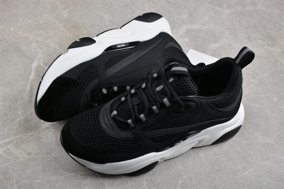 Dior Airmesh Sneaker – Black Technical Mesh with White Sculpted Sole