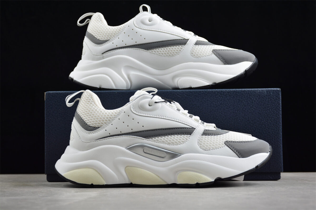 Dior Airmesh Sneaker – White Mesh with Grey Leather Overlays