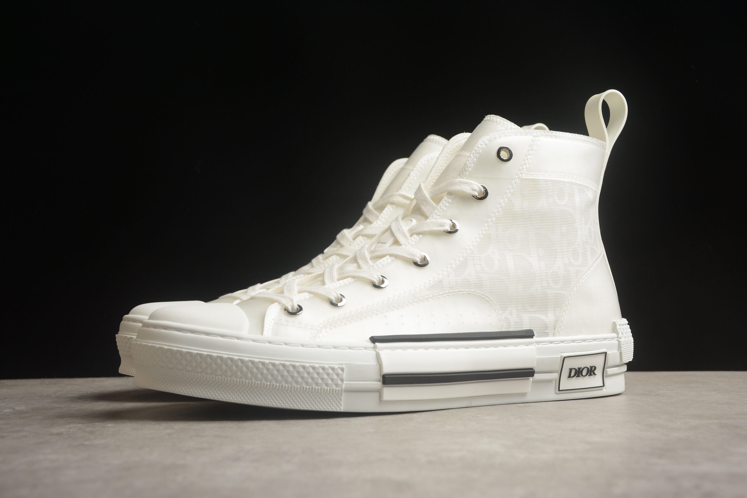 Dior B23 Oblique High-Top Sneaker – White/Transparent