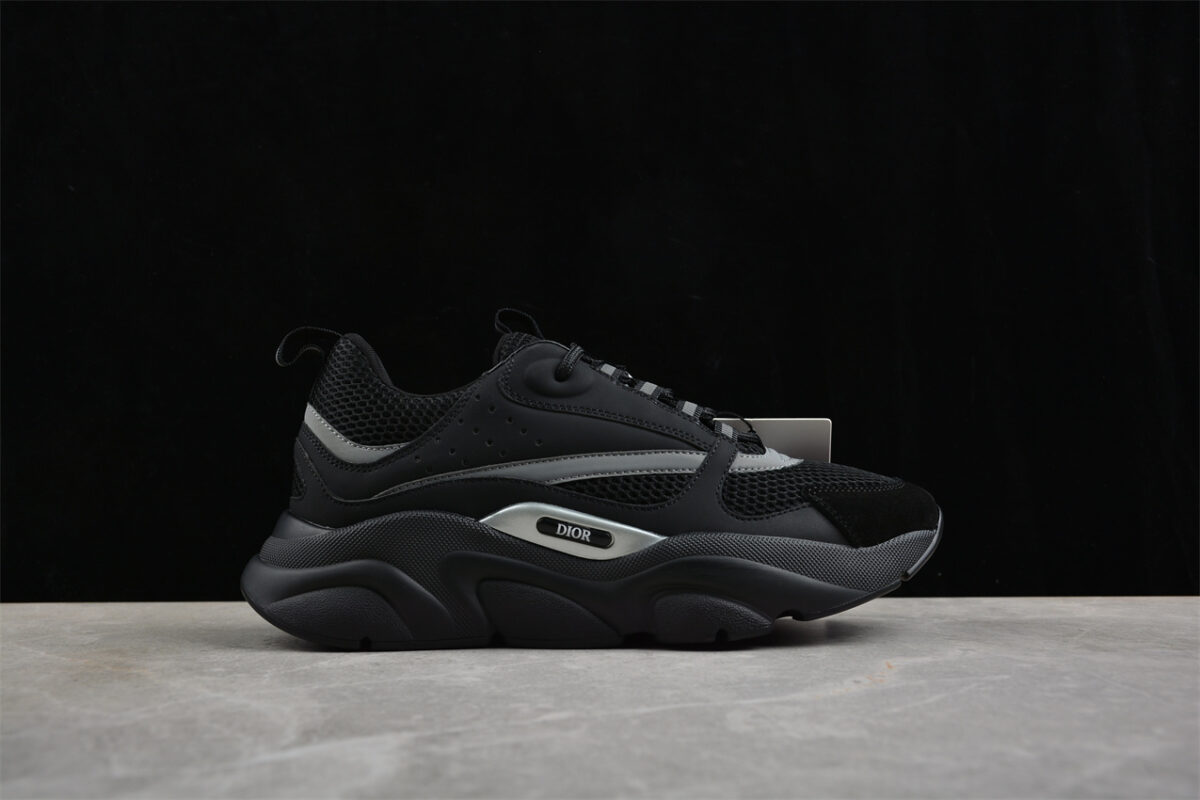Dior Airmesh Sneaker – Black Mesh with Grey Reflective Detailing