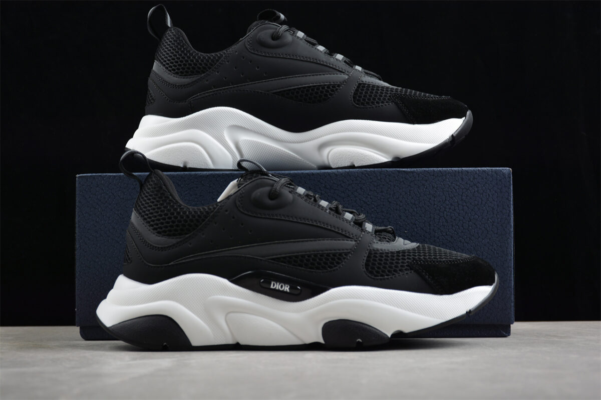 Dior Airmesh Sneaker – Black Technical Mesh with White Sculpted Sole