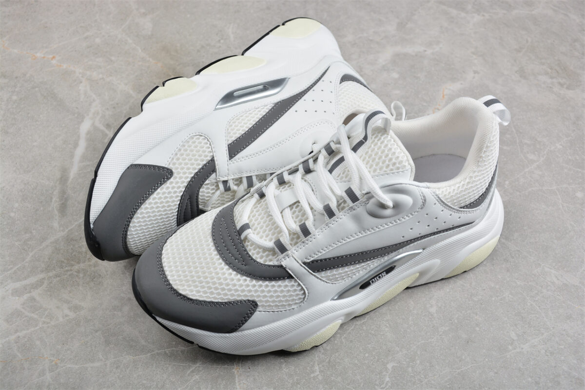 Dior Airmesh Sneaker – White Mesh with Grey Leather Overlays