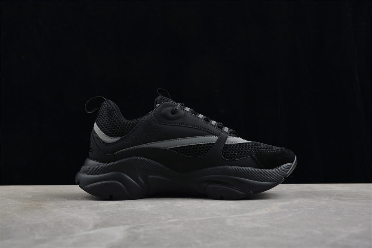Dior Airmesh Sneaker – Black Mesh with Grey Reflective Detailing