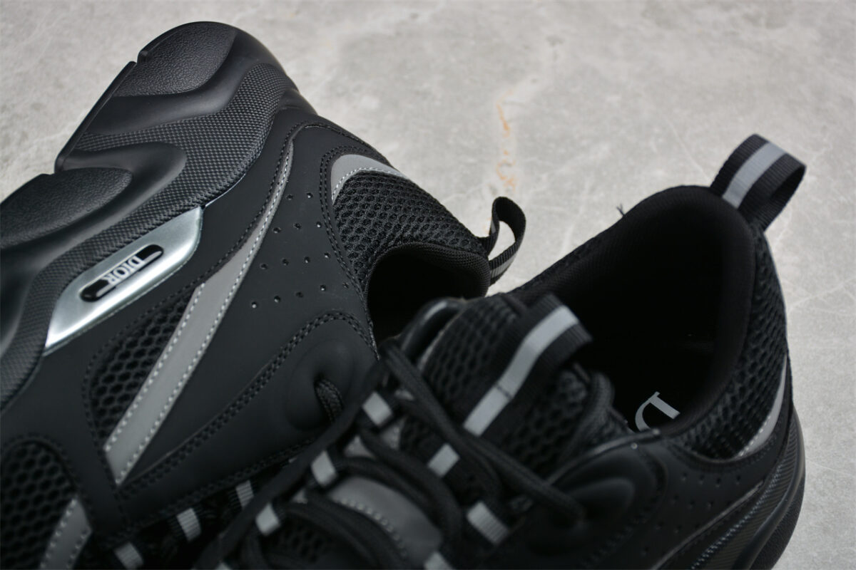 Dior Airmesh Sneaker – Black Mesh with Grey Reflective Detailing