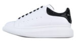 Alexander McQueen Oversized Sneaker – White Leather with Black Crystal Heel Tab
