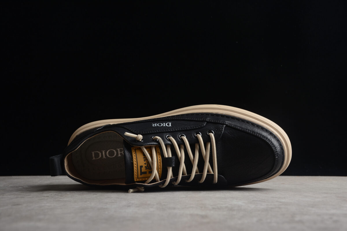Dior Leather Low-Top Sneaker – Black/Beige