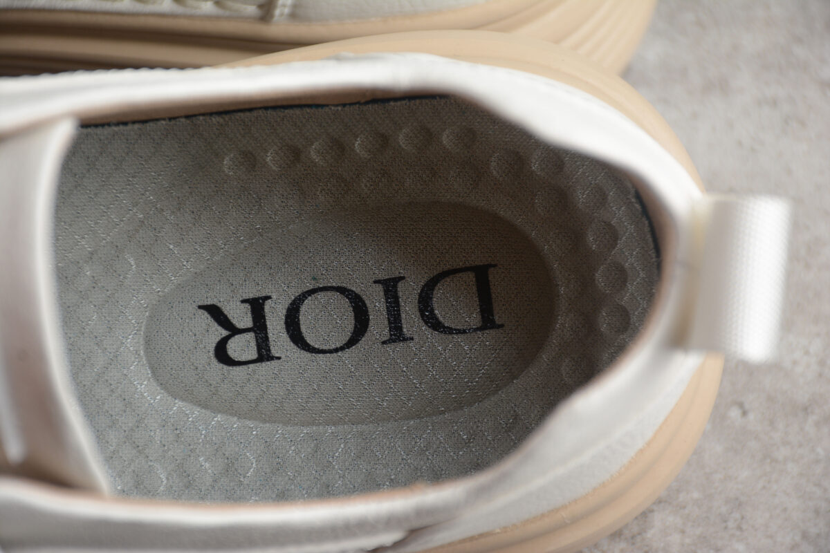 Dior Low-Top Leather Sneaker – Off-White with Beige Sole