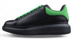 Alexander McQueen Oversized Sneaker – Black Leather with Green Accents