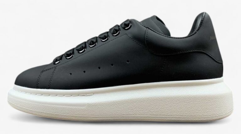 Alexander McQueen Oversized Sneaker – Black Leather with White Sole