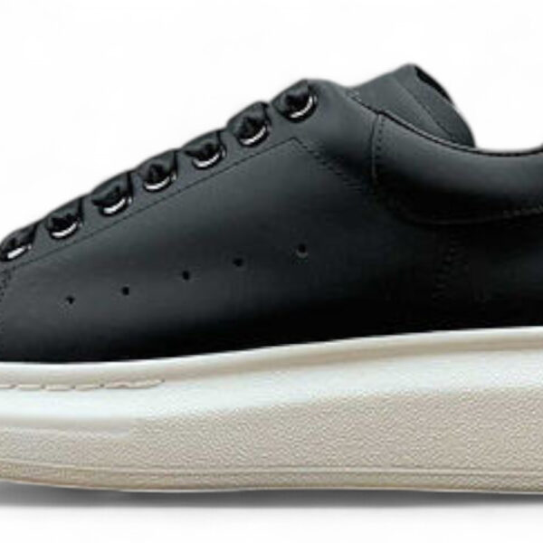 Alexander McQueen Oversized Sneaker – Black Leather with White Sole