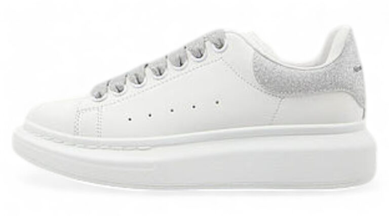 Alexander McQueen Oversized Sneaker – Silver Glitter Heel Tab