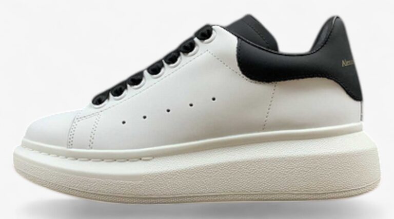 Alexander McQueen Oversized Sneaker – White & Metallic Rose Gold Heel