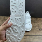 Alexander McQueen Oversized Sneaker – White & Burgundy Suede Heel