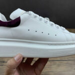 Alexander McQueen Oversized Sneaker – White & Burgundy Suede Heel