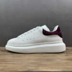 Alexander McQueen Oversized Sneaker – White & Burgundy Suede Heel
