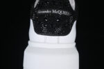 Alexander McQueen Oversized Sneaker – White Leather with Black Crystal Heel Tab