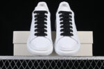 Alexander McQueen Oversized Sneaker – White Leather with Silver Glitter Heel Tab (Copy)