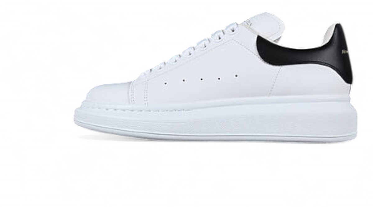 Alexander McQueen Oversized Sneaker – White Leather with Black Heel Tab