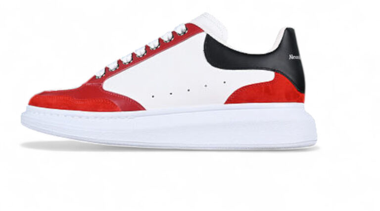 Alexander McQueen Oversized Sneaker – White Leather with Black Suede Heel Tab