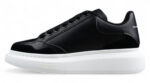 Alexander McQueen Oversized Sneaker – White Leather with Black Suede Heel Tab