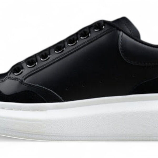 Alexander McQueen Oversized Sneaker – White Leather with Black Suede Heel Tab