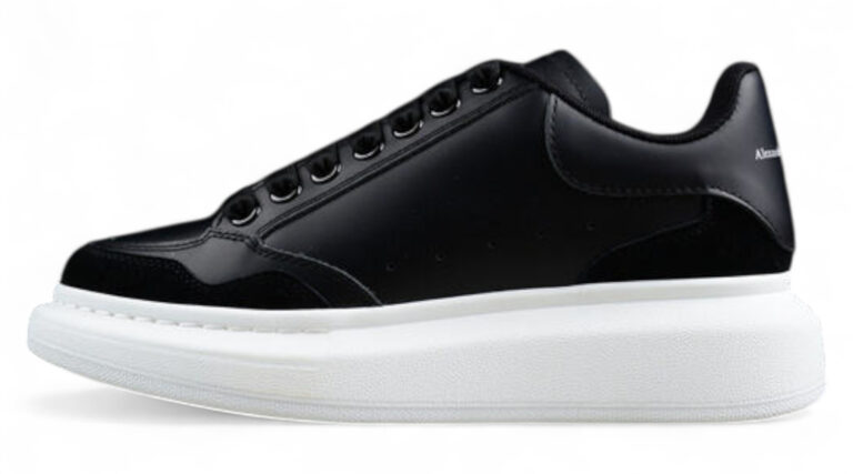 Alexander McQueen Oversized Sneaker – White Leather with Black Suede Heel Tab
