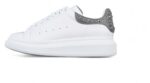 Alexander McQueen Oversized Sneaker – White Leather with Crystal-Embellished Silver