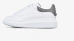 Alexander McQueen Oversized Sneaker – White Leather with Crystal-Embellished Silver